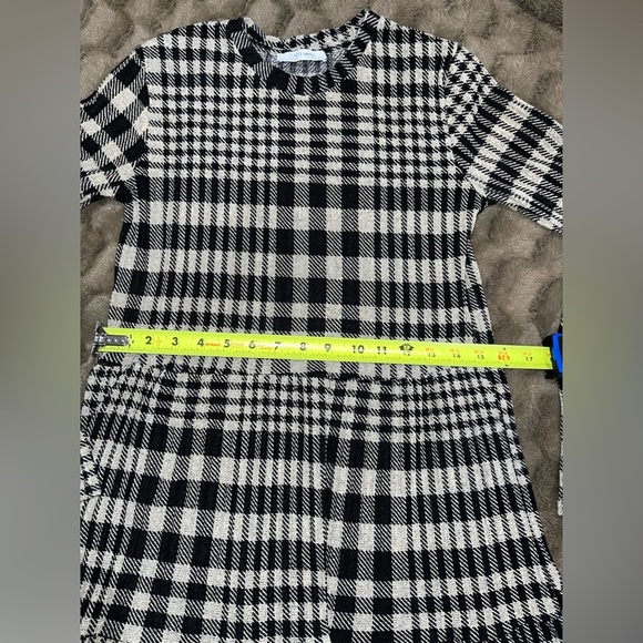 Zara Dress Womens Size Medium Tan & Black Academia Plaid Peplum Babydoll - Picture 4 of 8